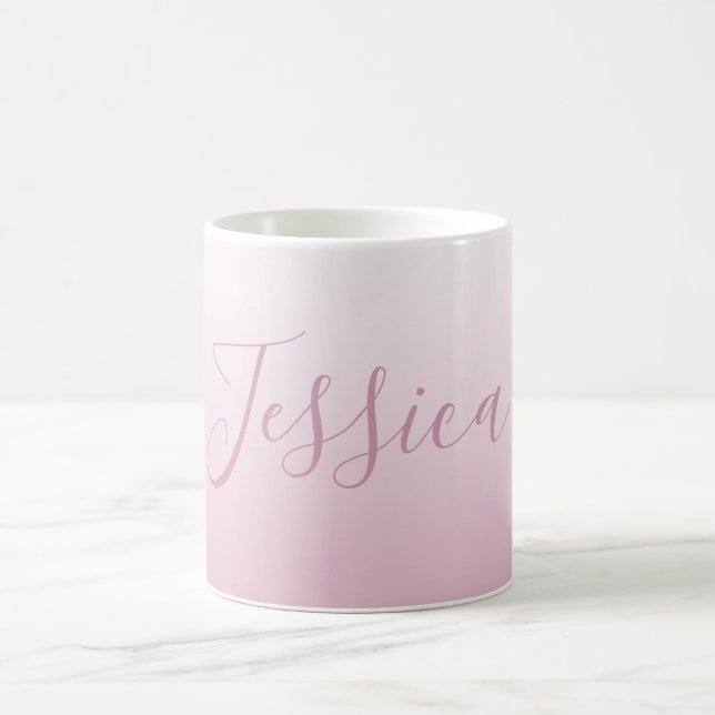 Elegant Script & Editable Pink (any color) Ombre Coffee Mug (Center)
