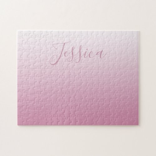 Elegant Script  Editable Pink any color Ombre Jigsaw Puzzle