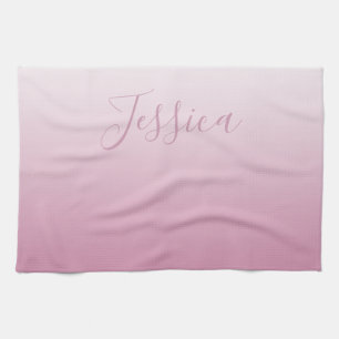 Elegant Script & Editable Pink (any color) Ombre Kitchen Towel