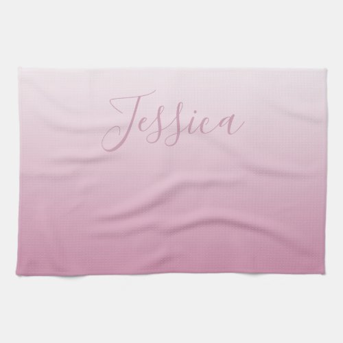 Elegant Script  Editable Pink any color Ombre Kitchen Towel