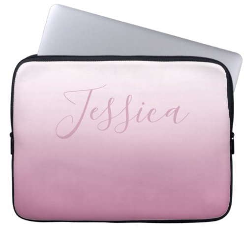 Elegant Script  Editable Pink any color Ombre Laptop Sleeve