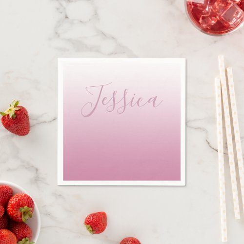 Elegant Script  Editable Pink any color Ombre Napkins