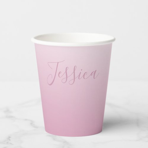 Elegant Script  Editable Pink any color Ombre Paper Cups