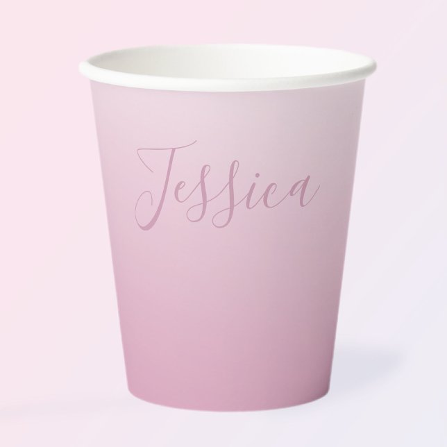 Elegant Script & Editable Pink (any color) Ombre Paper Cups (Creator Uploaded)