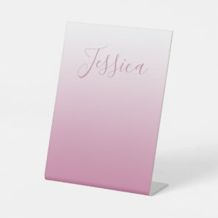 Elegant Script & Editable Pink (any color) Ombre Pedestal Sign