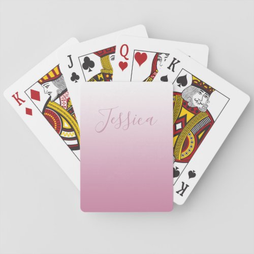 Elegant Script  Editable Pink any color Ombre Poker Cards