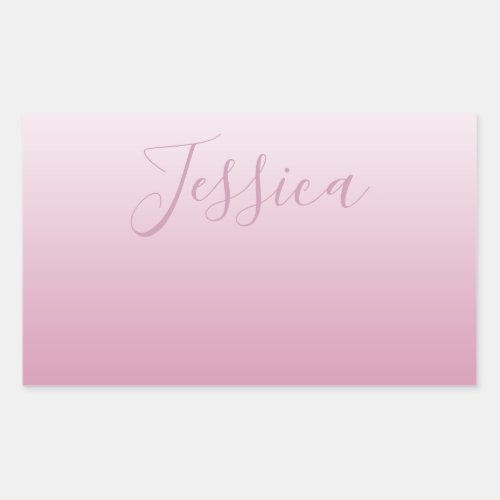 Elegant Script  Editable Pink any color Ombre Rectangular Sticker