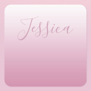Elegant Script & Editable Pink (any color) Ombre Square Sticker