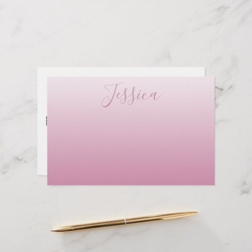 Elegant Script  Editable Pink any color Ombre Stationery