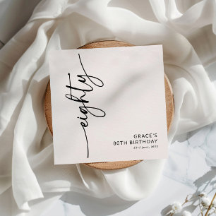 Elegant Script Eighty 80th Birthday Napkins