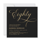 Elegant Script Eighty Black Gold 80th Birthday