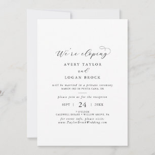 Elegant Script Elopement Reception Invitation