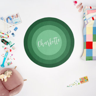 Elegant Script Emerald Monochrome Trendy Rug