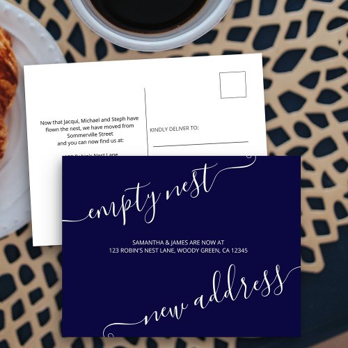 Elegant Script Empty Nest New Address Announcement Postcard