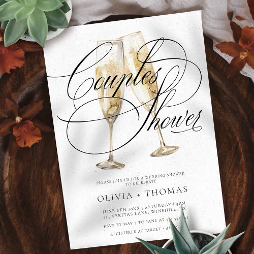 Elegant Script Engagement Party Couples Shower Invitation