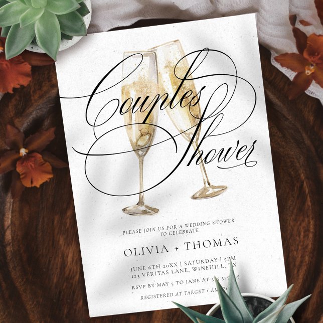 Elegant Script Engagement Party Couples Shower Invitation (Creator Uploaded)
