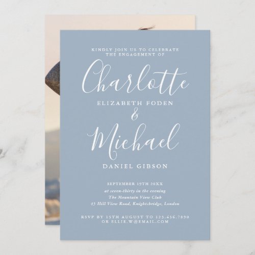 Elegant Script Engagement Party Photo Invitation