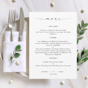 Elegant Script Engagement Wedding or Bridal Shower Menu