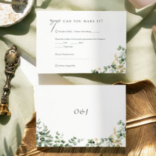 Elegant Script  Eucalyptus Foliage Wedding RSVP