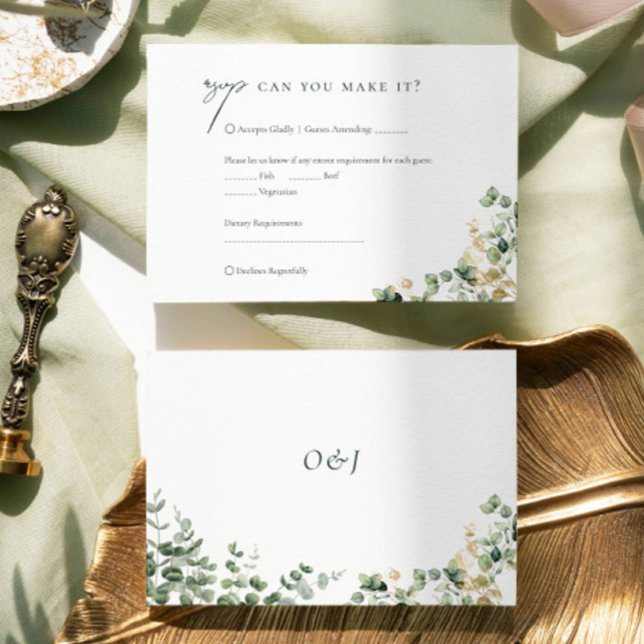 Elegant Script  Eucalyptus Foliage Wedding RSVP Card (Creator Uploaded)