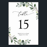 Elegant Script Eucalyptus Greenery Table Number<br><div class="desc">Designed to coordinate with our Boho Greenery wedding collection,  this customizable Menu Template features mixed watercolor greenery leaves paired with a classy serif in black. Matching items available.</div>