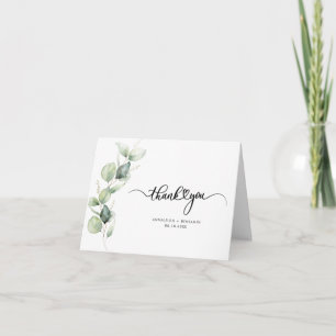 Elegant Script Eucalyptus Wedding Letterpress Thank You Card