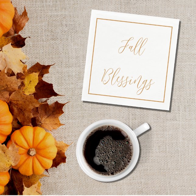 Elegant Script Fall Thanksgiving Gold Napkins (Creator Uploaded)