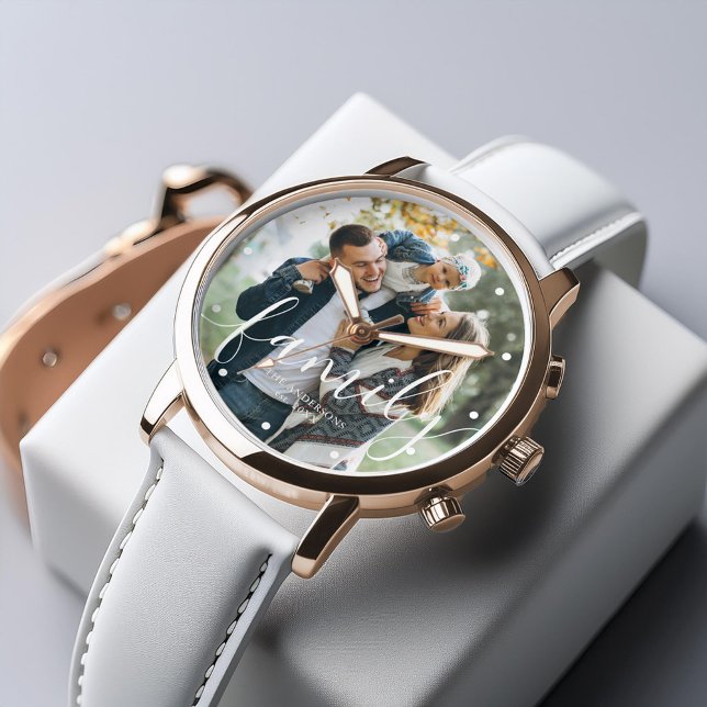 Elegant Script "Family" Custom Photo Watch (Inspiration mockup (not actual product))