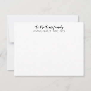 Elegant Script Family Last Name Note Card
