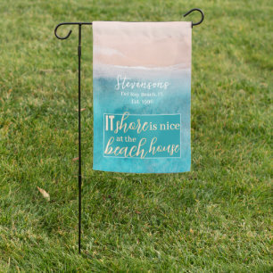 Elegant Script Family Name Beach Vacation House Garden Flag