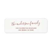 Elegant Script Family Name Holiday Return Address Label (Front)