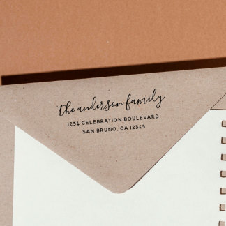 Elegant Script Family Name Holiday Return Address Self-inking Stamp