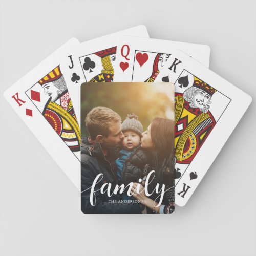 Elegant Script Family Overlay Photo Playing Cards