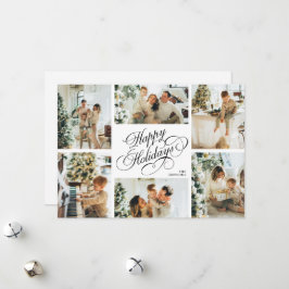 Elegant Script & Family Photo Collage Christmas Holiday Card