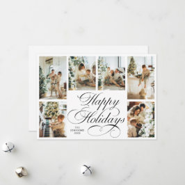 Elegant Script & Family Photo Collage Christmas Holiday Card