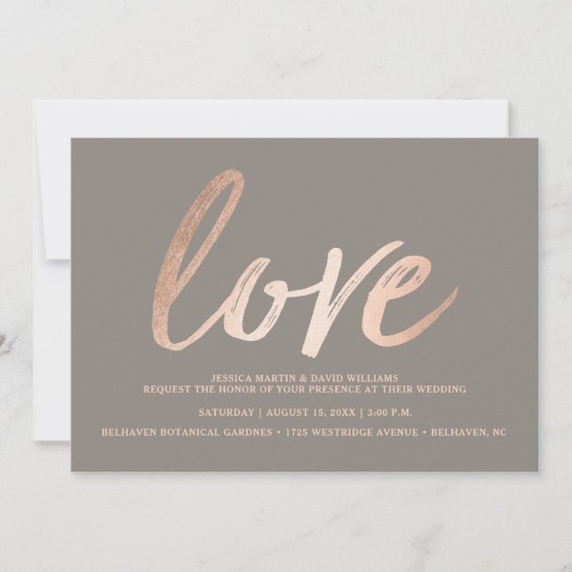 Elegant Script Faux Foil Love Invitation (Front)