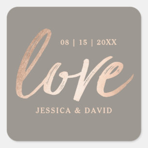 Elegant Script Faux Foil Square Sticker