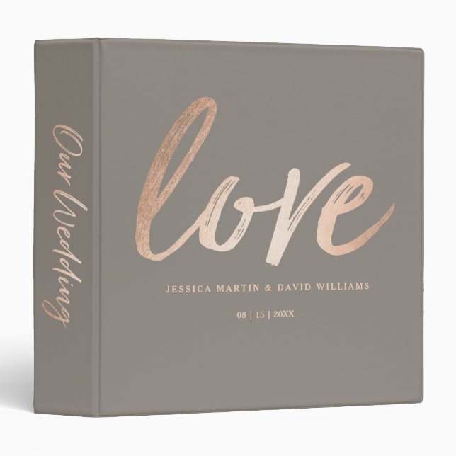Elegant Script Faux Foil Wedding Organizer 3 Ring Binder (Front/Spine)