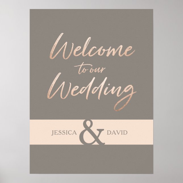 Elegant Script Faux Foil Wedding Poster (Front)