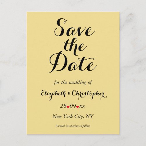 Elegant Script Faux Gold Wedding Save the Date Postcard