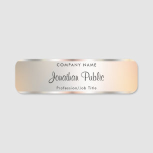Elegant Script Faux Silver Template Handwritten Name Tag