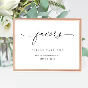 Elegant Script Favors Wedding Table Sign