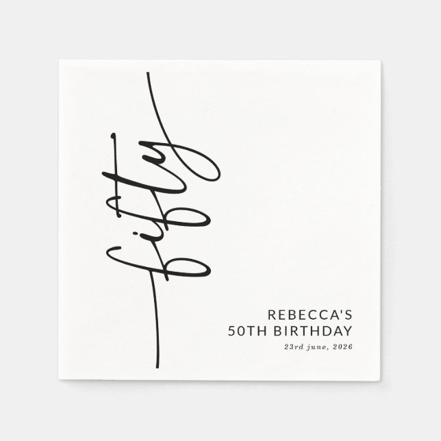 Elegant Script Fifty 50th Birthday Napkins (Front)