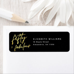 Elegant Script Fifty and Fabulous Birthday Label