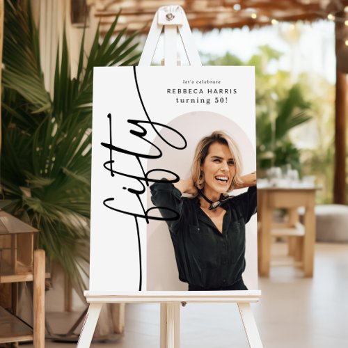 Elegant Script Fifty Arch Photo 50th Birthday Foam Board