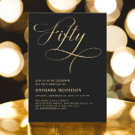 Elegant Script Fifty Black Gold 50th Birthday Invitation<br><div class="desc">Celebrate five decades of life with style and elegance. This Elegant Script Fifty Black Gold 50th Birthday Invitation combines a stunning black and gold color palette with sophisticated script lettering, setting the perfect tone for a glamorous and memorable celebration. Ideal for anyone marking their 50th birthday, this invitation brings class...</div>