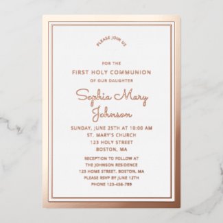 Elegant Script First Communion Rose Gold 
