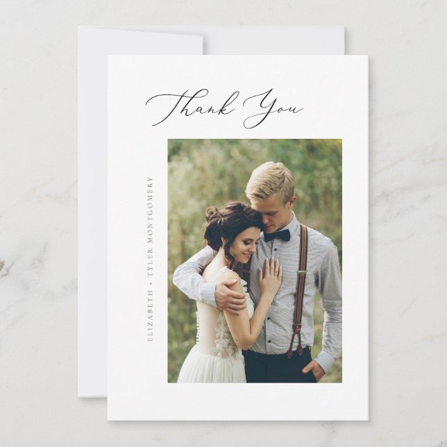 Elegant Script Flat Thank You Card (Front)