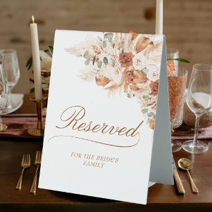 Elegant Script Floral Boho Wedding Reserved Table Tent