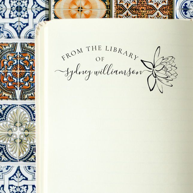 Elegant Script Floral From The Library Book Rubber Stamp (Creator Uploaded)